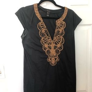 Ming suit dress with gold beads